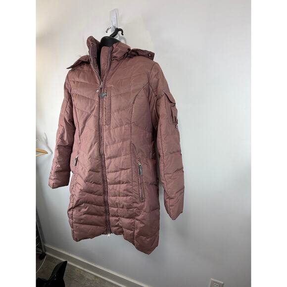 Eddie Bauer Down Insulated Parka Mauve Purple Large Women's Faux Fur Trim - Picture 14 of 14